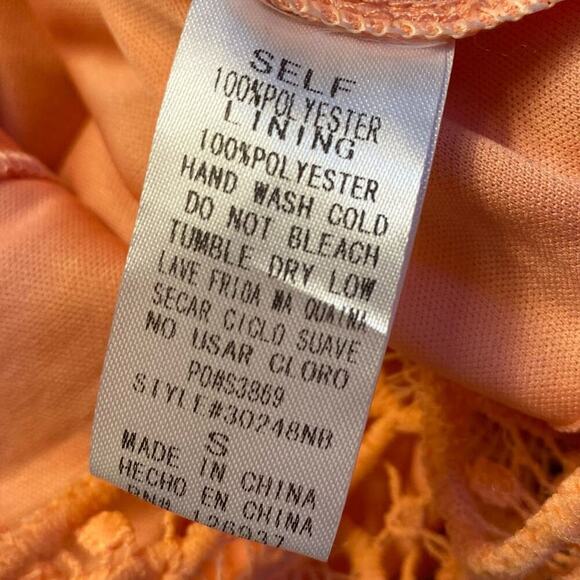 NWT BLVD Peach Cocktail Dress Lace Crochet Women's Sz S Formal Short Sleeveless - Picture 12 of 12